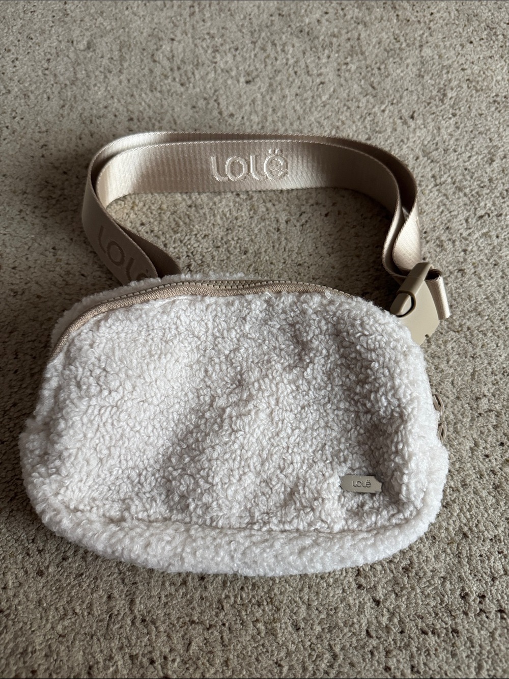 Lole Cream Sherpa Crossbody Belt Bag